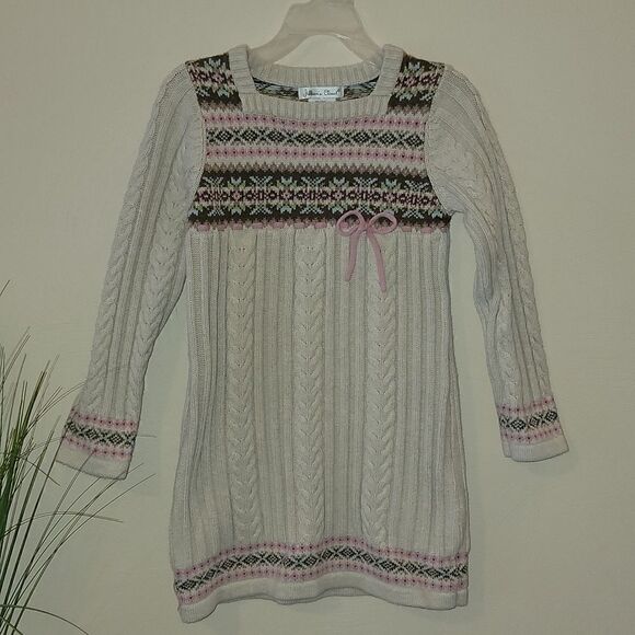 JILLIAN'S CLOSET IVORY FAIR ISLES LONG-SLEEVE SWEATER DRESS, SIZE 6X - Picture 2 of 12